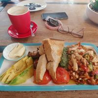 vegan big breakfast at Festivus Cafe in Launceston