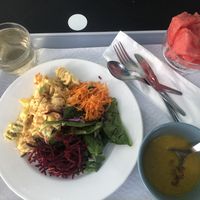 Yummy menu of the day, great value at just €7 for soup, main dish, dessert and herbal tea. Right next to a parking lot so easily accessible. Lovely staff, great service. Obrigada at Fast Vegan in Castelo Branco