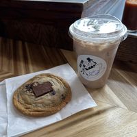 Nutella cookie and oat chai latte  at Rustic Cosmo Cafe in Toronto
