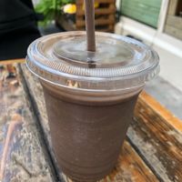 “Brazilian Beauty” smoothie - açaí, banana and almond milk. SO good!  at Miami Fresh Cafe in Miami