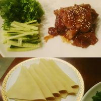 Mock duck and tofu sheets at Ji Ming Temple Vegetarian Diet in Nanjing