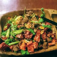 Vegan pepper chicken, delicious (but spicy) at Ji Ming Temple Vegetarian Diet in Nanjing
