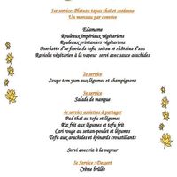 Menu fait pour notre réception  at Sukho Thai in Laval