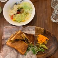 Ratatouille toasted sandwich and salad at Roo Cafe & Bar in Tokyo
