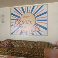 Inside best couch ever and special lights at Love Cafe  in Oakhurst