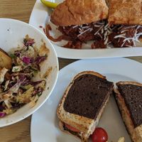 Reuben, meatball sub, and the best fries at Love Cafe  in Oakhurst