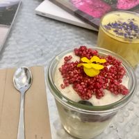 Yoghurt pot and turmeric latte  at Echo in Margate