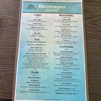 Beverage menu at Soulshine in San Diego