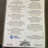 Food menu at Soulshine in San Diego