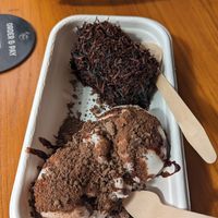 Lamington and ice cream bowl at Only Mine Chocolate Factory in Olinda