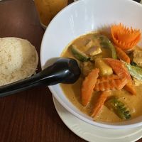 Pumpkin curry made vegan at The Happy Elephant in Manzanita