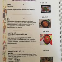Veg menu options at Mesob in Zurich