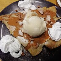 Biscoff crepe with cream and ice cream at The Glasvegan in Glasgow