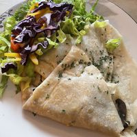 Cheese and mushroom crepe   at The Glasvegan in Glasgow