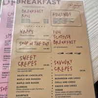 Breakfast menu   at The Glasvegan in Glasgow