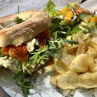 Vegan salmon and cream cheese bagel   at The Glasvegan in Glasgow