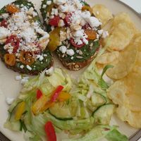 Pesto toast with salad and chips at The Glasvegan in Glasgow