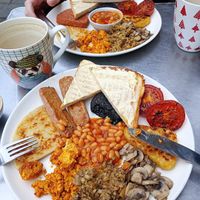 Full breakfast and latte 10/10. Novelty mugs as well! So cute. at The Glasvegan in Glasgow