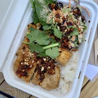 Teriyaki tofu rice & salad box at Red Panda in Lyme Regis