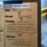 Vegan menu at Poke Poke in Takapuna