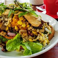 Vegan breakfast - loads of goodies on toasted bread ❤🤪 at Buzz Organic Food & Drink in Ao Nang