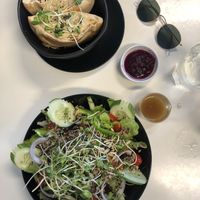 Vegan pita and chickpea salad. Both amazing and filling at Buzz Organic Food & Drink in Ao Nang