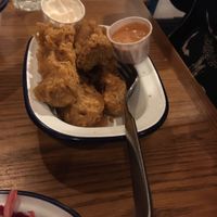 Seitan strips, with (spicey) vegan Burger sauce and vegan Mayo. Ask for vegan sauce.  at Burger Theory in Bristol