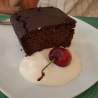 Dessert / Carob cake (Vegan and GF) at La Biotika in Madrid