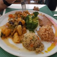 Full large combo including the vegetarian potato stew at La Biotika in Madrid