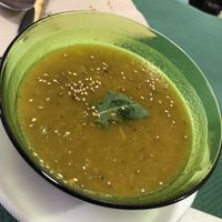 Vegetable soup that came with menu of the day. The other option was a miso soup    at La Biotika in Madrid