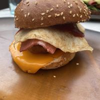 Bacons egg hash  at 7th Heaven in Sutherland