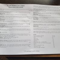 Menu 16 June 2019 at 7th Heaven in Sutherland