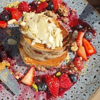 Buckwheat pancakes. at The Farmer's Wife in Port Fairy