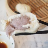 yam bun in front and vegetarian bun behind at Din Tai Fung 鼎泰豐 - Sentosa in Central Singapore