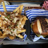 ‘Bacon cheeseburger’ and bacon fries at The Dolphin Inn in Shrewsbury