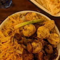 Polent mushrooms, rice, vegan khottu, potatoes, Dahl... Every dish basically haha at The Coconut Tree in Cheltenham