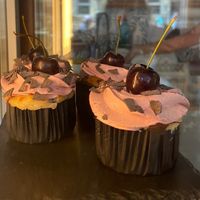 Vegan cherry chocolate cupcakes   at Cafe Willi in Tubingen