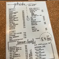 Speisekarte  at Cafe Willi in Tubingen