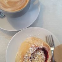 Raspberry crumple bun at Cafe Willi in Tubingen
