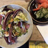 Spring leaf special and pickles   at Koya in London