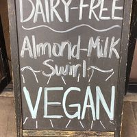 Promo sign for their vegan ice cream at Desert Swirl in Phoenix