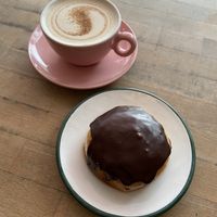 Boston cream and chai latte  at Brammibal's Donuts - Prenzlauer Berg in Berlin