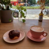 Boston cream with Mocha decaf at Brammibal's Donuts - Prenzlauer Berg in Berlin