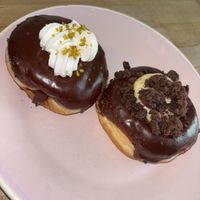Marzipan on the left (cannot remember the name of the one on the right but was a special the lady said)   at Brammibal's Donuts - Prenzlauer Berg in Berlin