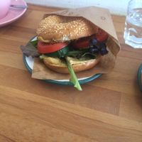 the hummus and Pesto Bagel at Brammibal's Donuts - Prenzlauer Berg in Berlin