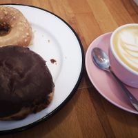 salted caramel and boston cream . at Brammibal's Donuts - Prenzlauer Berg in Berlin