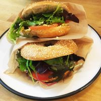 Tofu bagel and Hummus bagel at Brammibal's Donuts - Prenzlauer Berg in Berlin