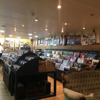 Vintage vinyl shop next to the cafe section.  at Chickpea in Liverpool