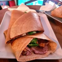 Naleśnik K'angi (filled buckwheat pancakes) 🌱😊👍 at Bez Lukru in Wroclaw
