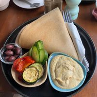 Hummus pancake  at Bez Lukru in Wroclaw